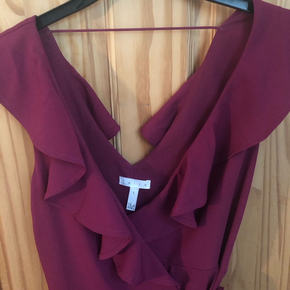 Maroon Ruffled Dress - Picture 3 of 8
